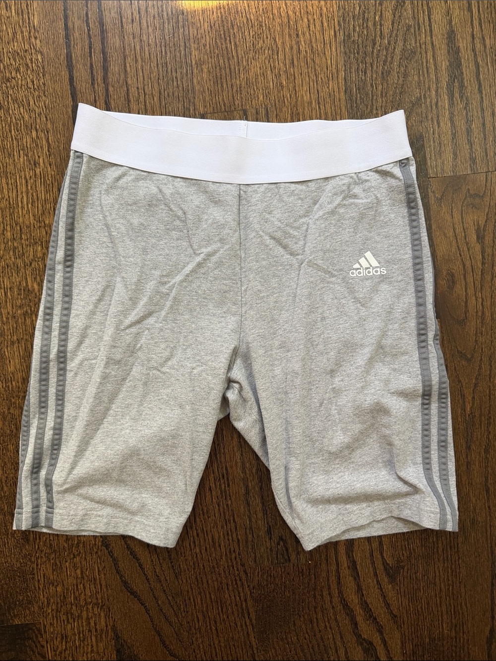 adidas Light Gray Bike Shorts with White Waistband